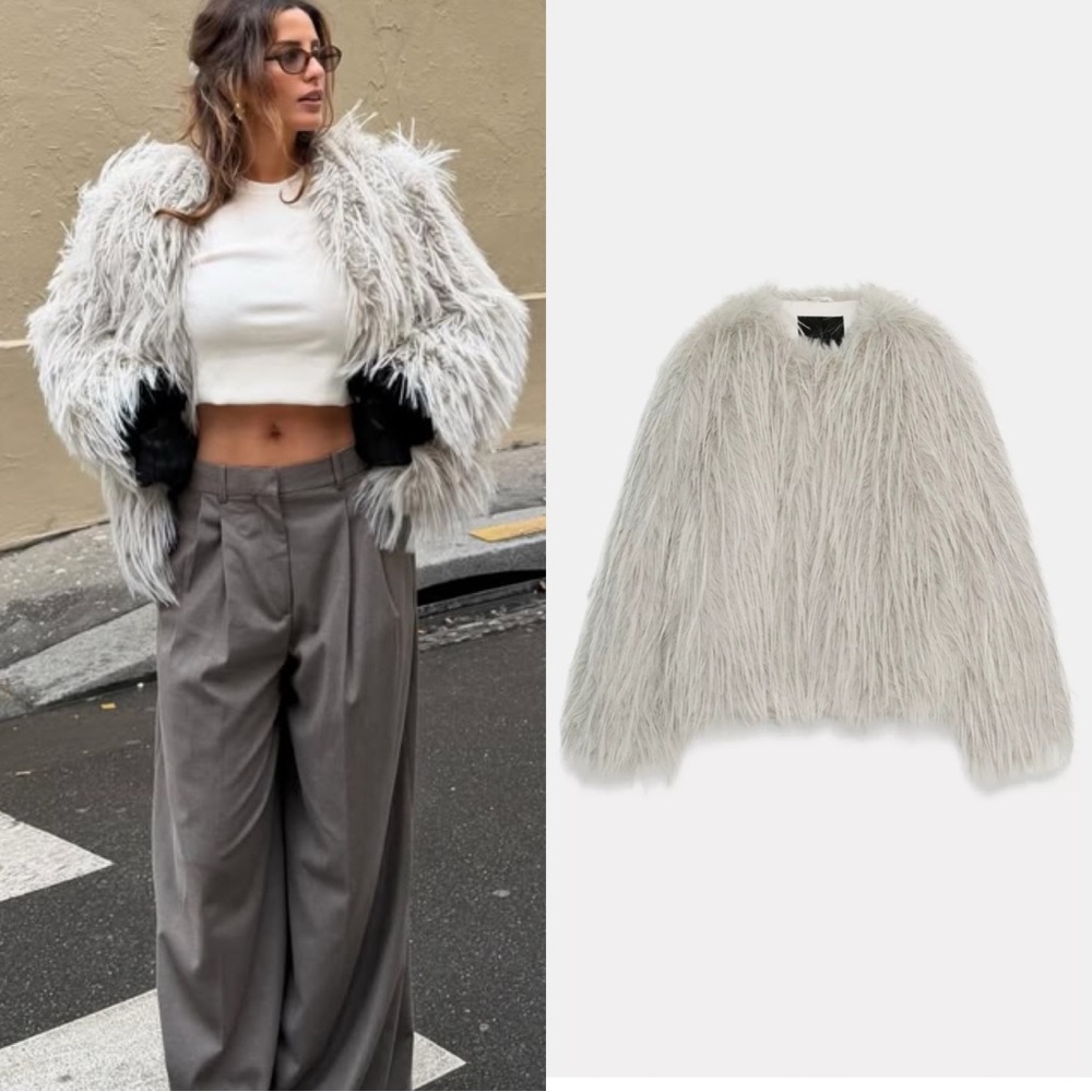 Zara ZW Collection Faux Fur Coat